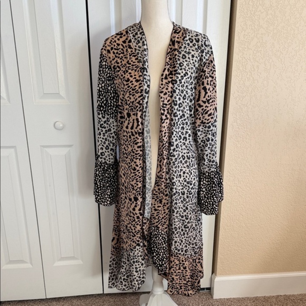 Leopard Print Kimono in Black and Brown